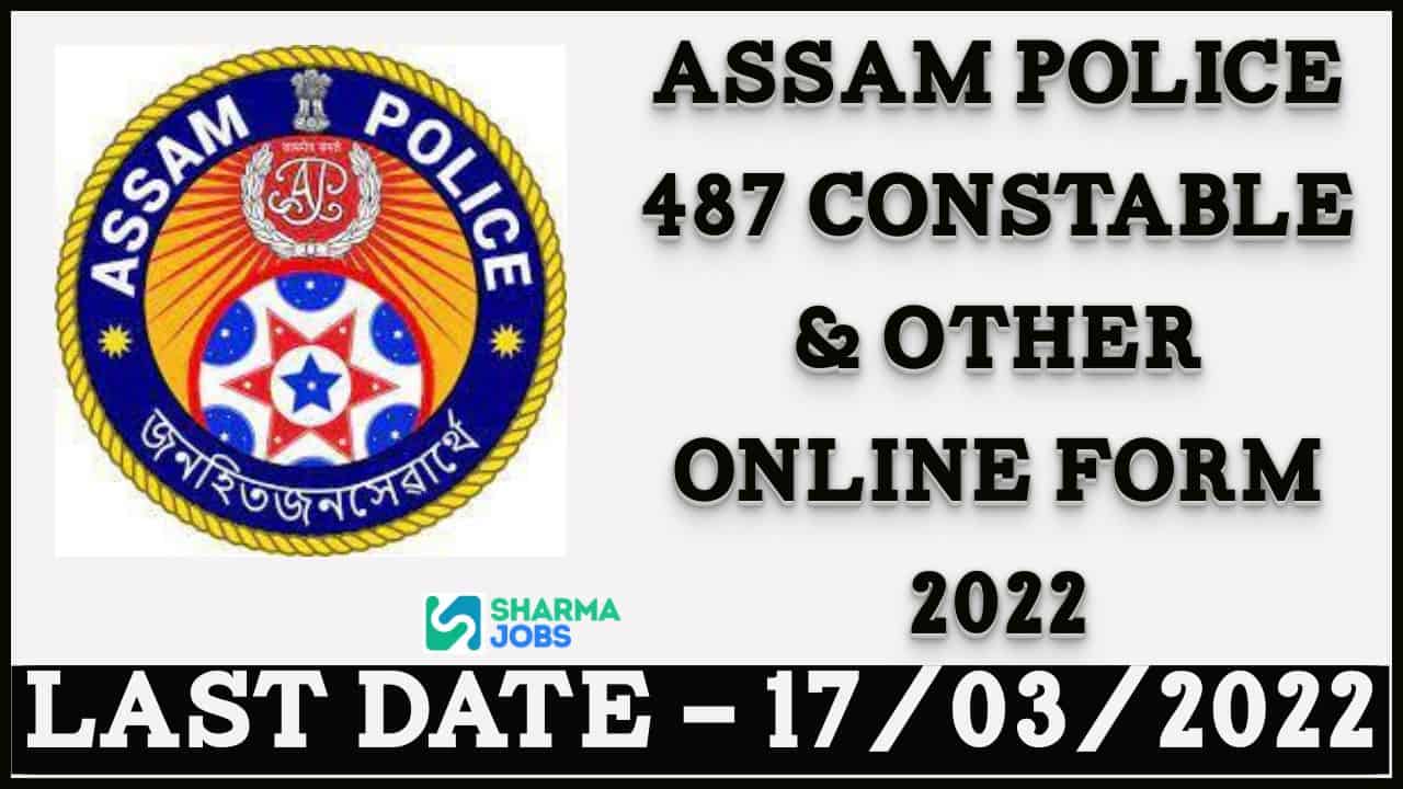 Assam Police 487 Constable & Other Online Form 2022