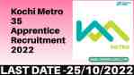 Kochi Metro 35 Apprentice Recruitment 2022