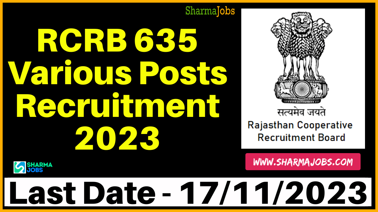 RCRB 635 Various Posts Recruitment 2023