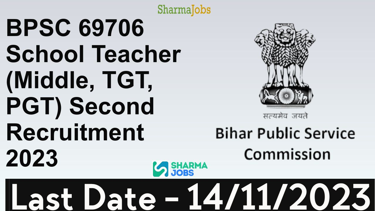 BPSC 69706 School Teacher (Middle, TGT, PGT) Recruitment 2023