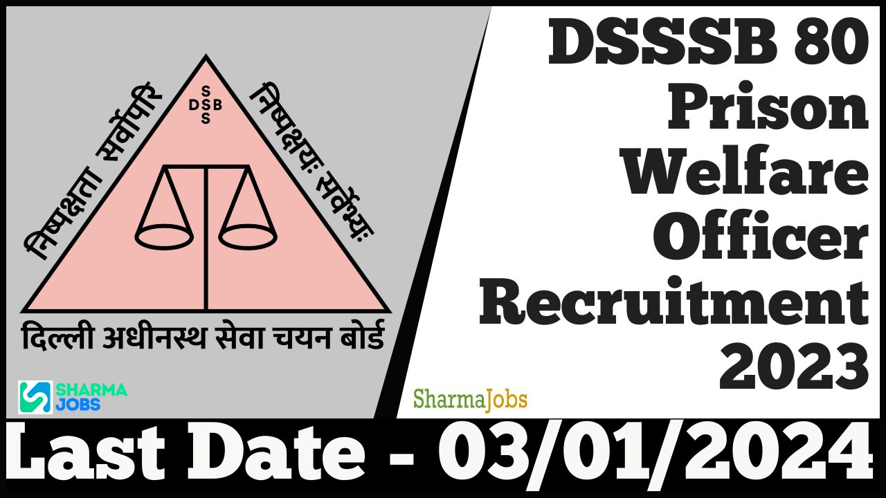 DSSSB 80 Prison Welfare Officer Recruitment 2023