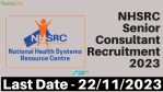 NHSRC Senior Consultant Recruitment 2023