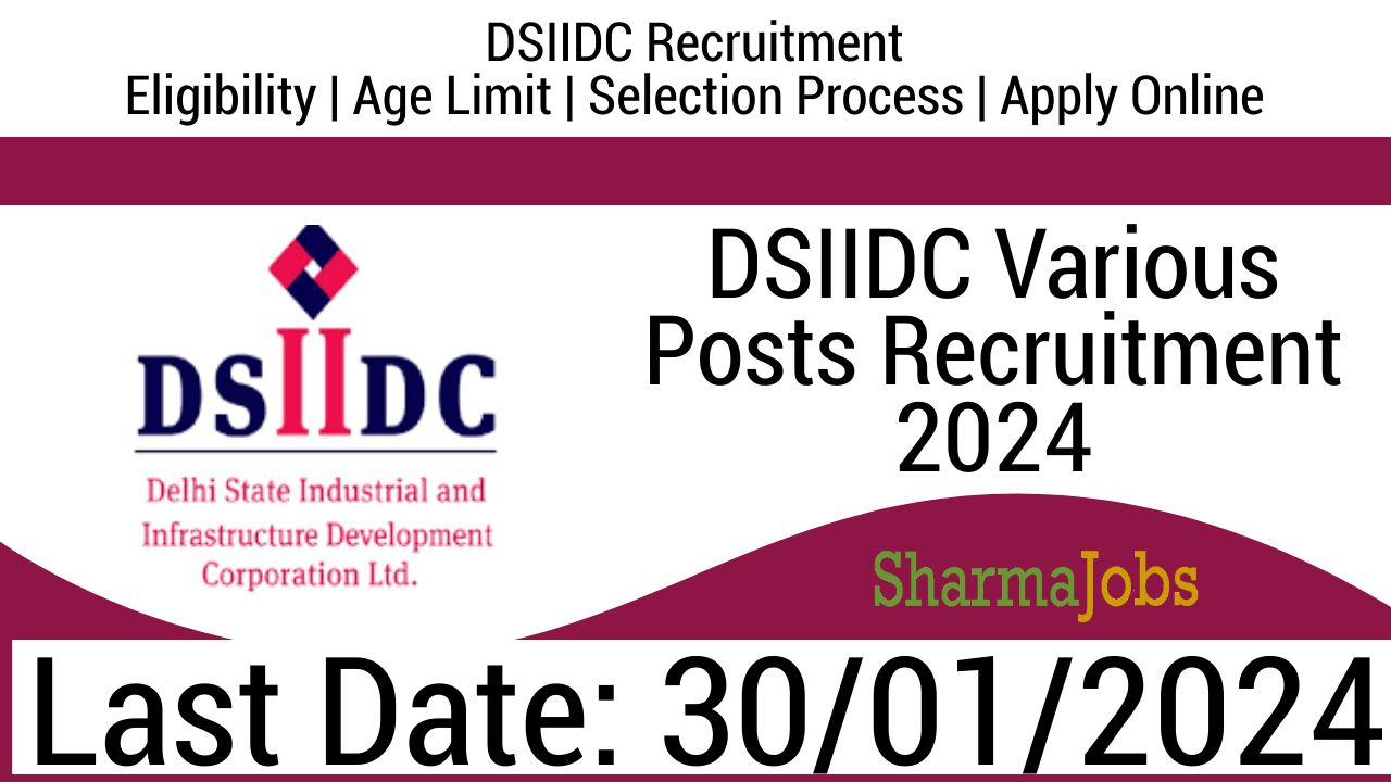 DSIIDC Various Posts Recruitment 2024