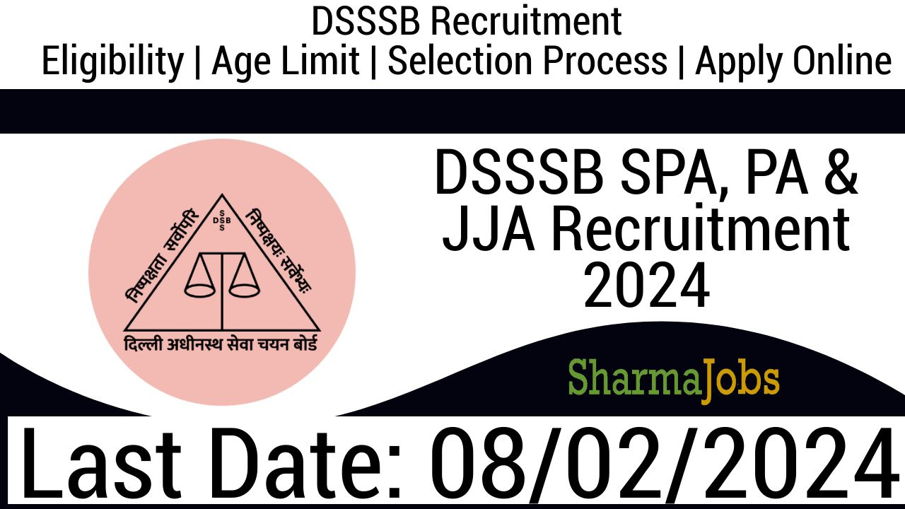 DSSSB SPA, PA & JJA Recruitment 2024