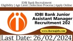 IDBI Bank Junior Assistant Manager Recruitment 202